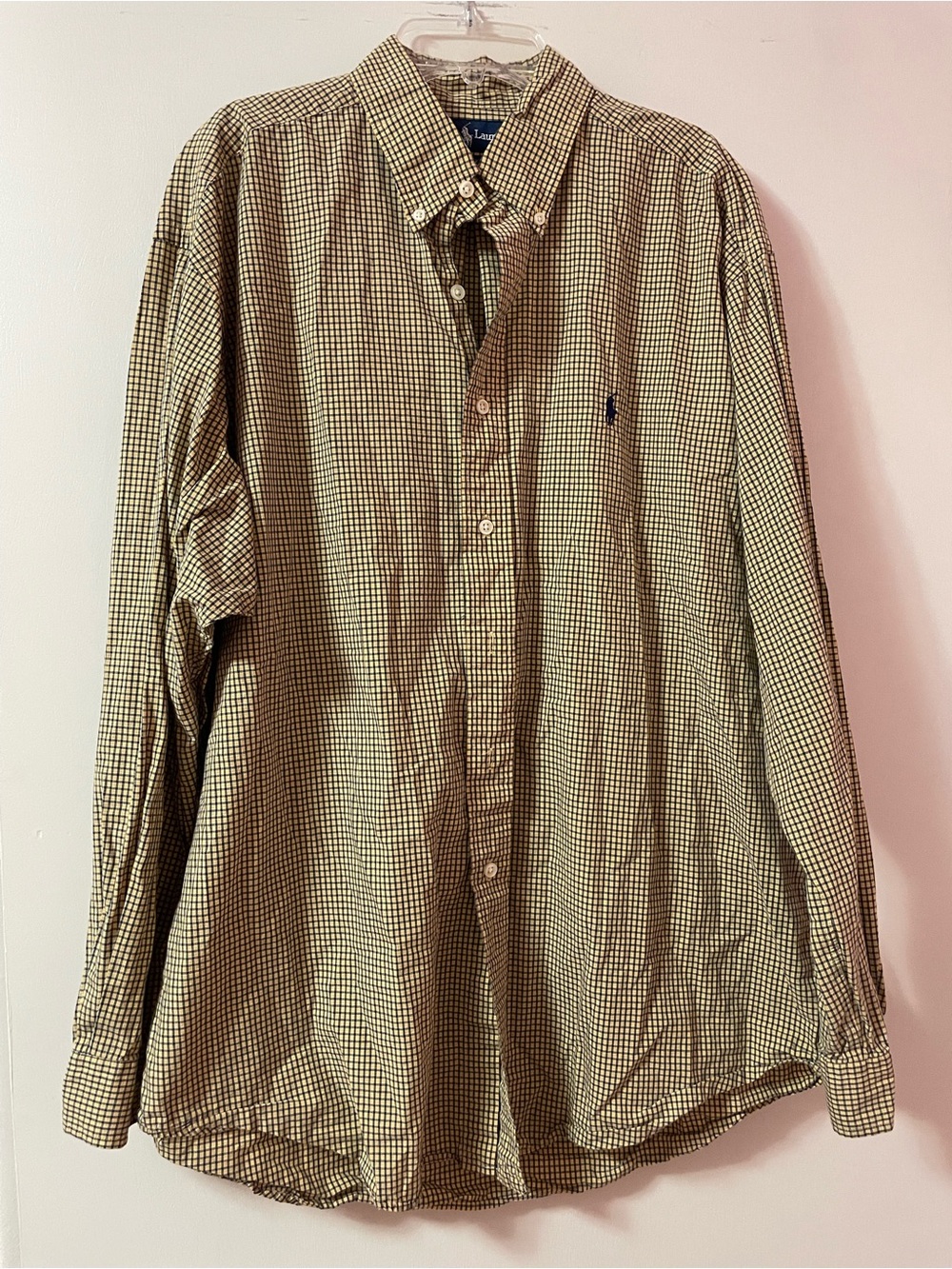 Ralph Lauren Men’s Button-Down Check Shirt - yellow navy